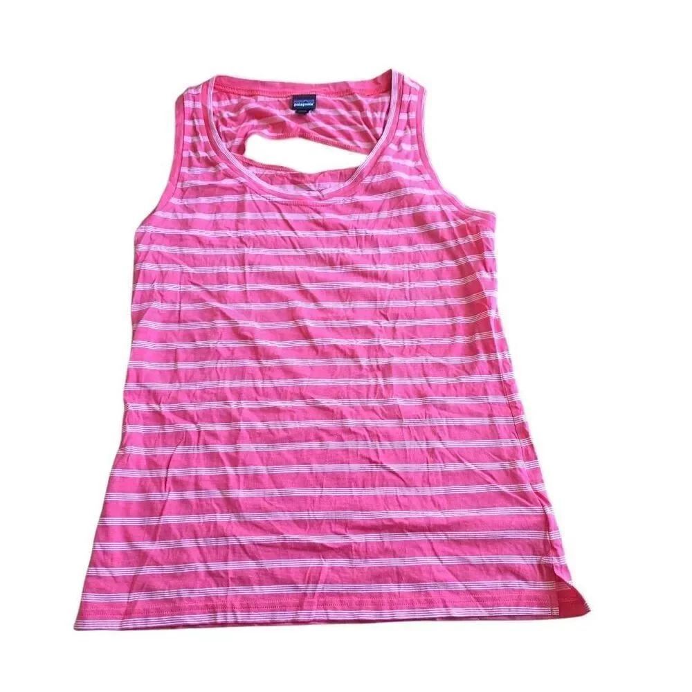Patagonia womens Sz S pinkred striped sleeveless open back top